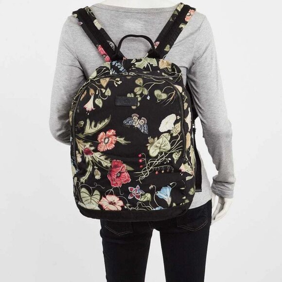 Gucci Black Floral Printed Canvas Backpack Bag - Picture 2 of 12